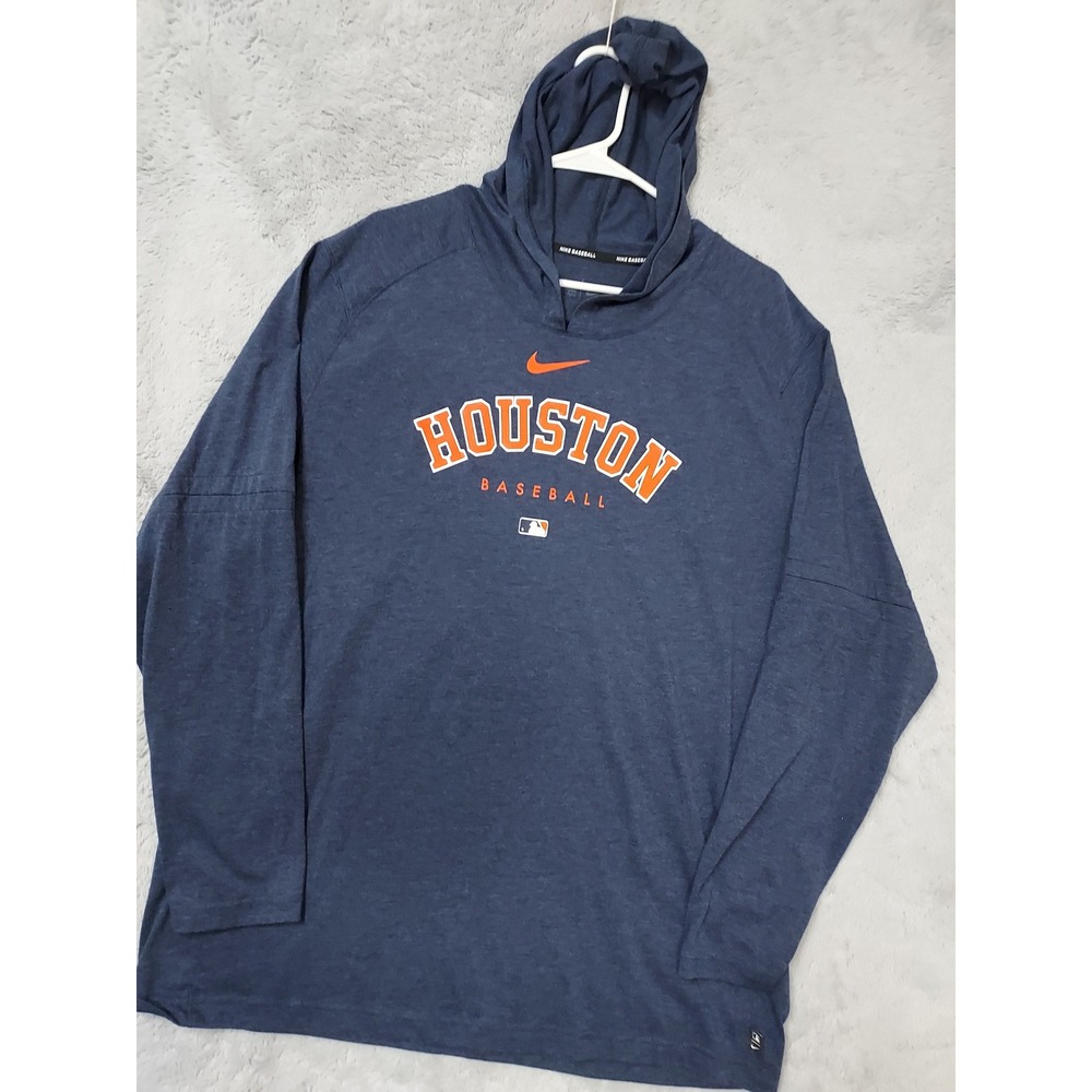 Houston Astros Hoodie Mens XL Nike Lightweight Baseball MLB Dri Fit Hooded Blue